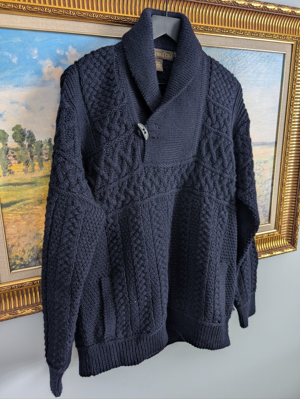 Inis Crafts 100% Wool Navy Cardigan Large